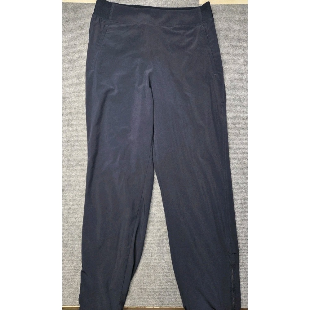Athleta Womens 4 Navy Jogger Pants Stretch Pull On Travel Commuter Ankle Zip